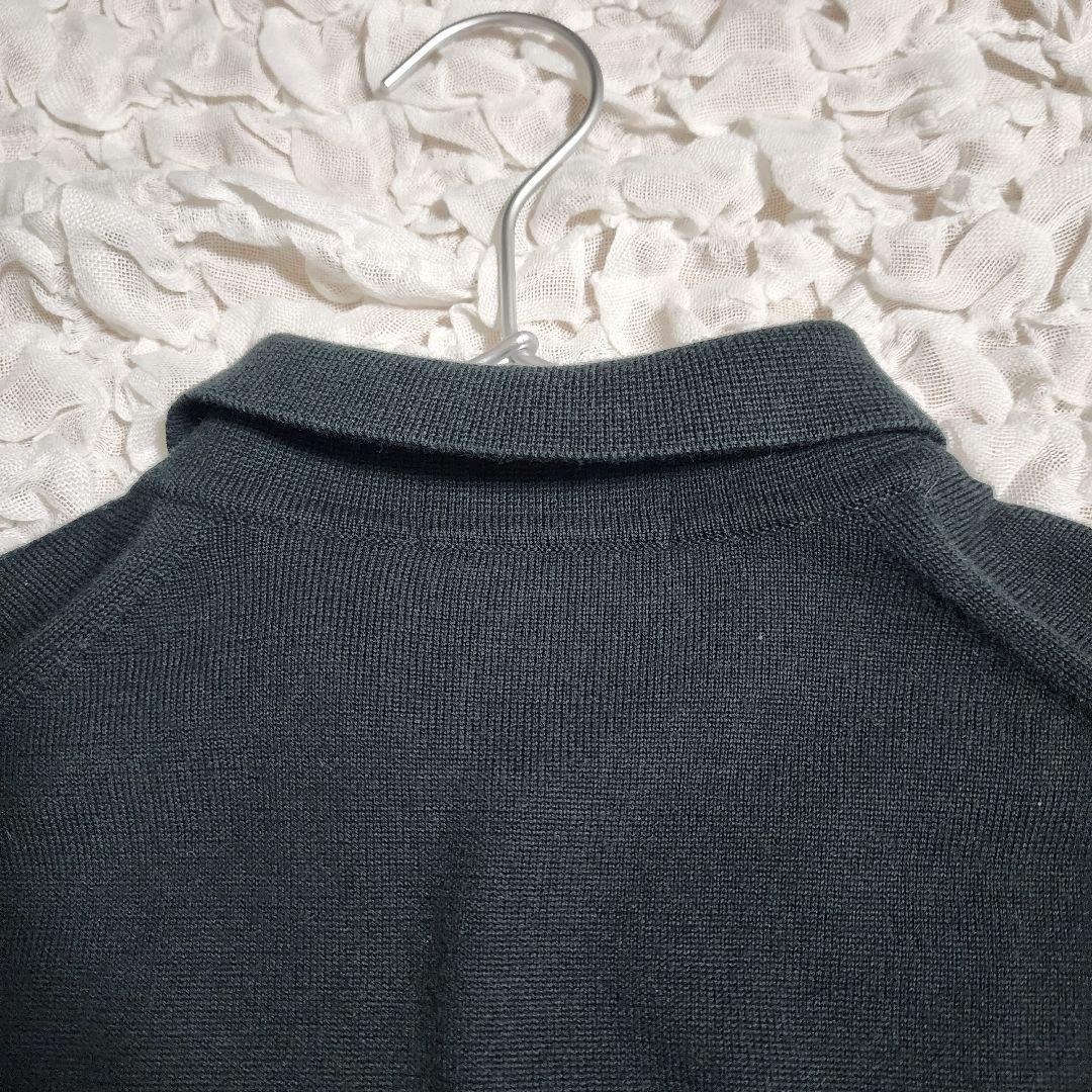 極美品 フレッドペリー ワンポイントロゴ刺繍 リブニットポロシャツ