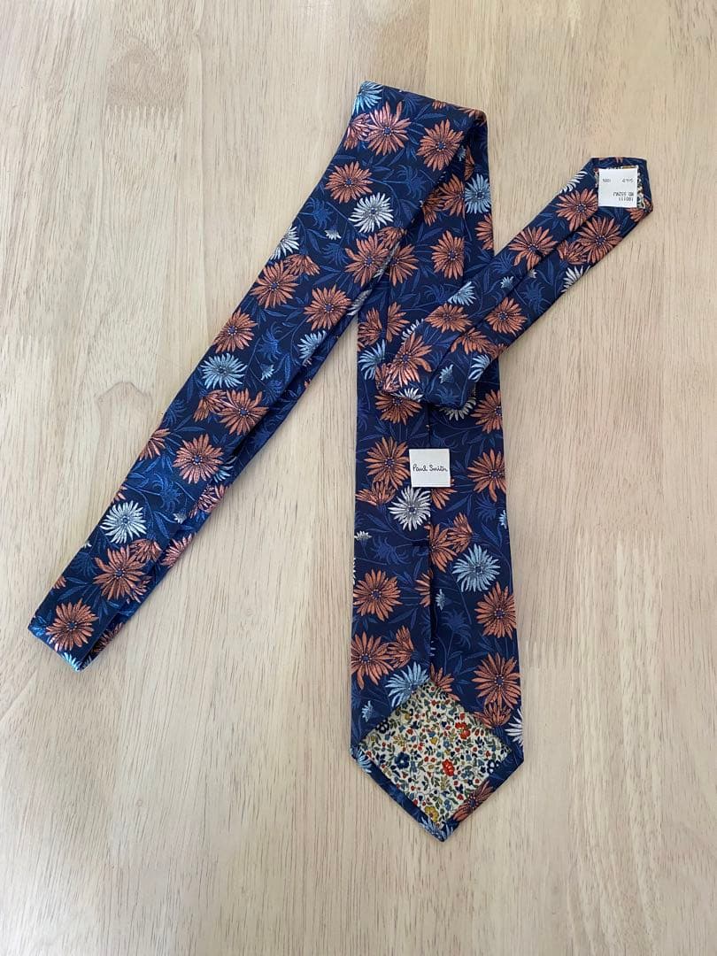 Paul Smith ポールスミス 花柄 ネクタイ 紺 未使用