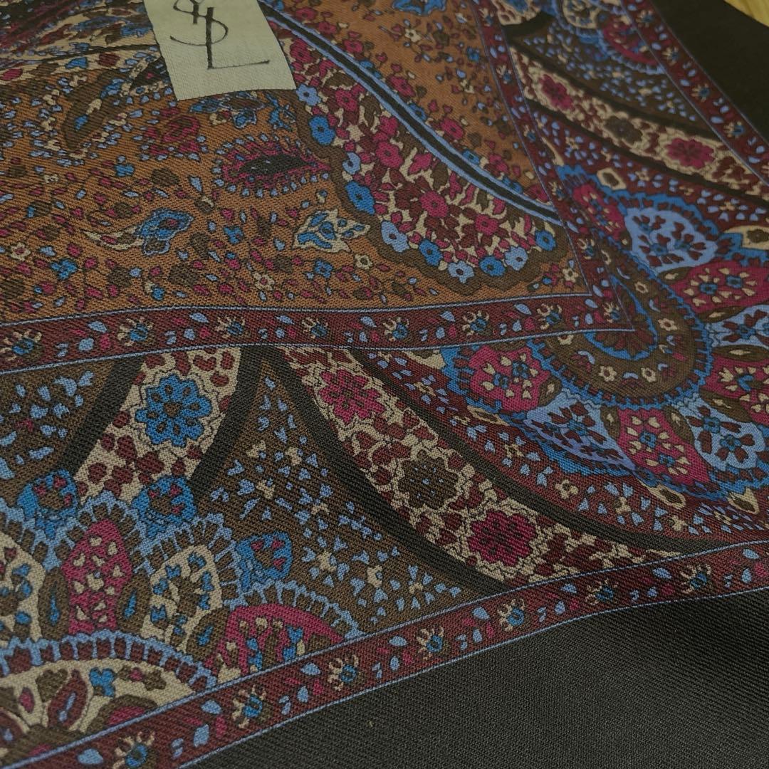 YvesSaintLaurent サンローラン シルクウール大判スカーフ