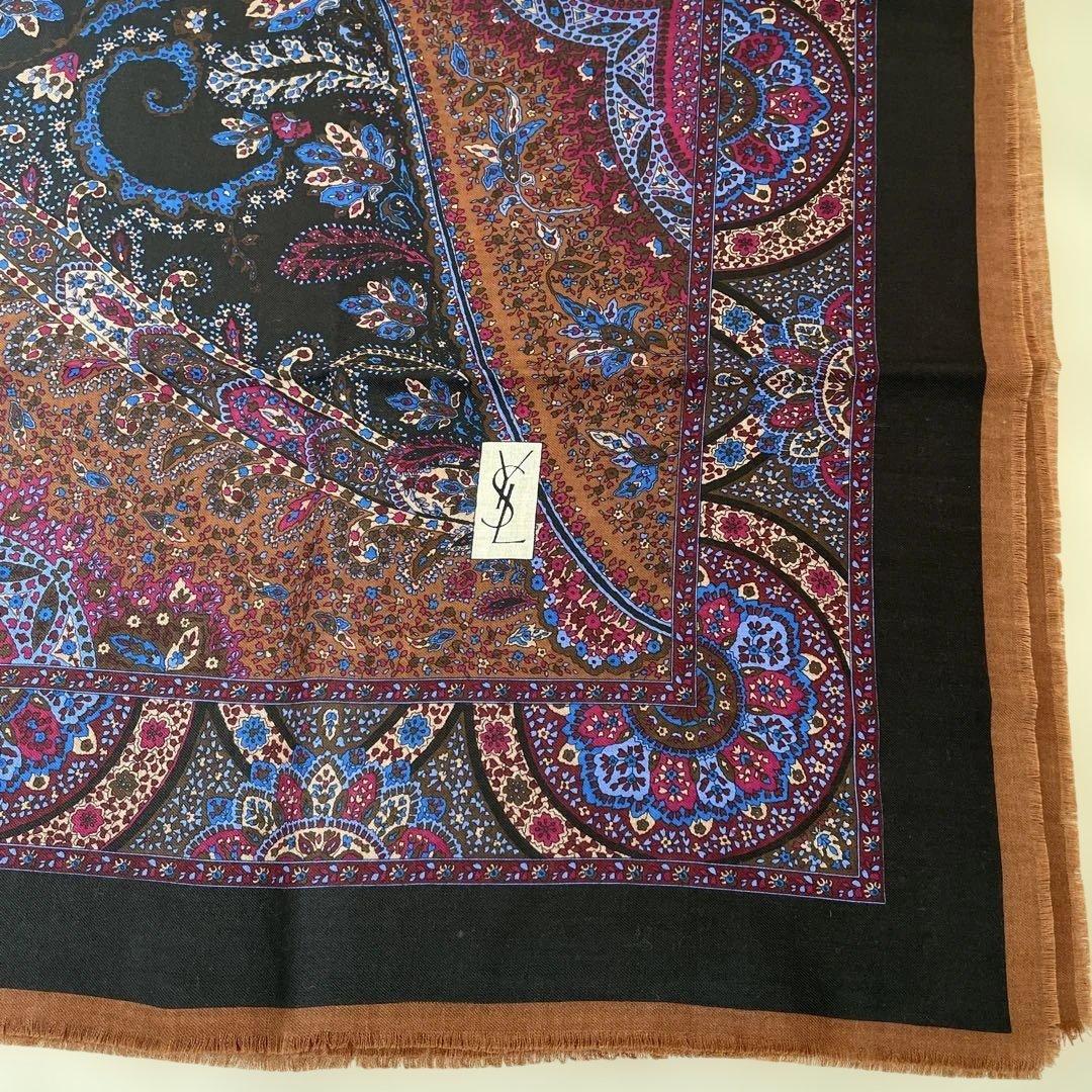 YvesSaintLaurent サンローラン シルクウール大判スカーフ