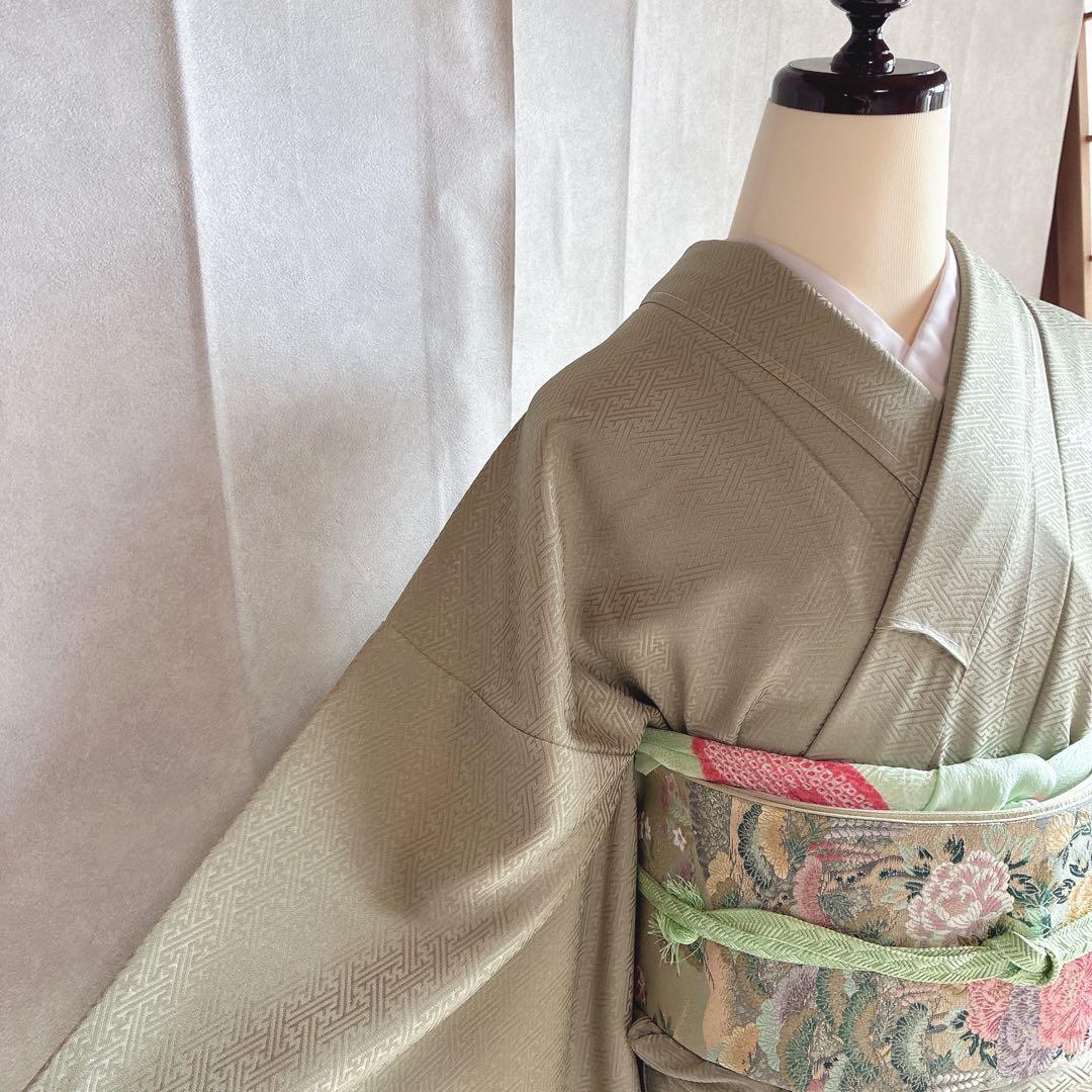 訪問着　フルセット　着物　正絹　入学式　卒業式　しつけ付　絞り　大人の淡色　J3