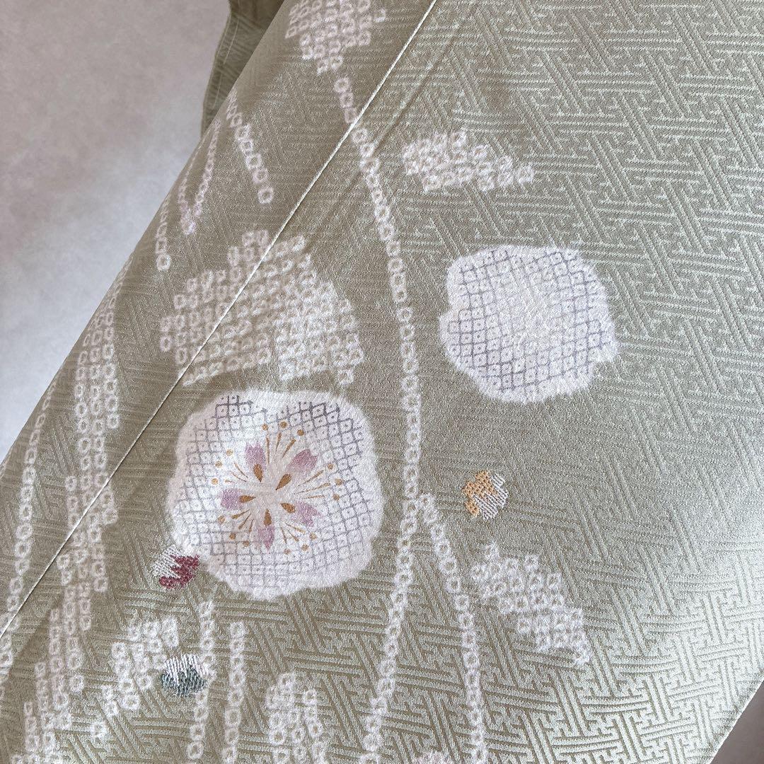 訪問着　フルセット　着物　正絹　入学式　卒業式　しつけ付　絞り　大人の淡色　J3