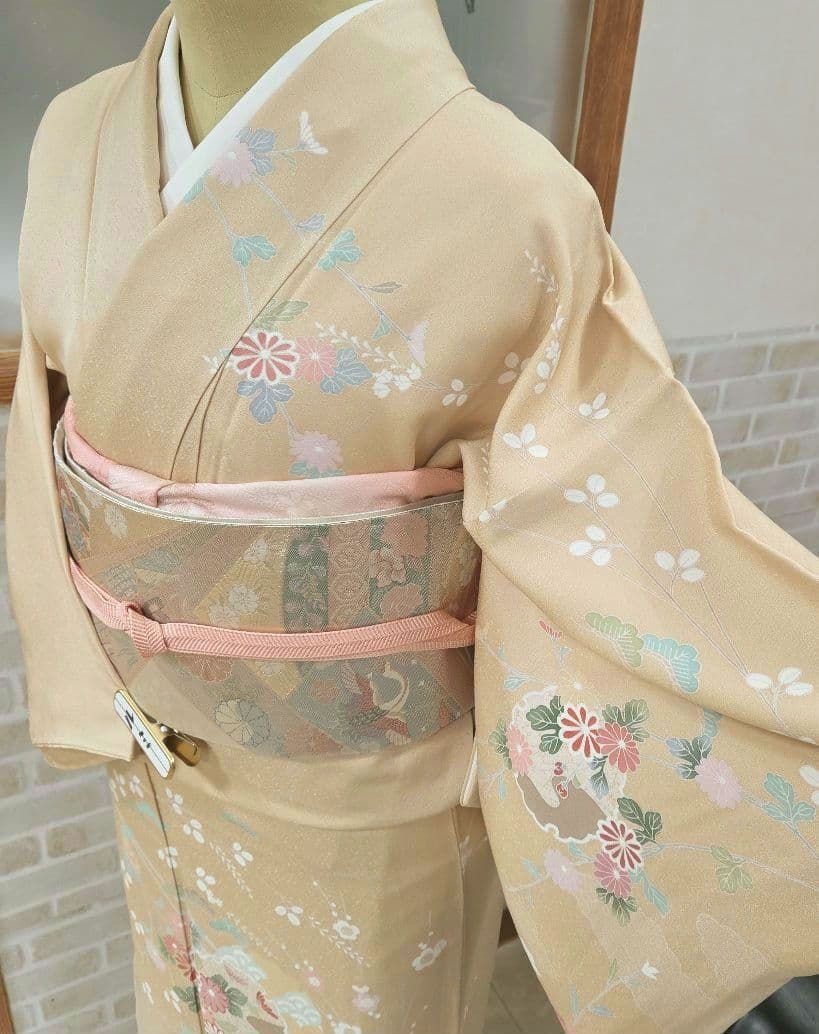 訪問着 4点フルセット、着物、袋帯、帯締め、帯揚げ