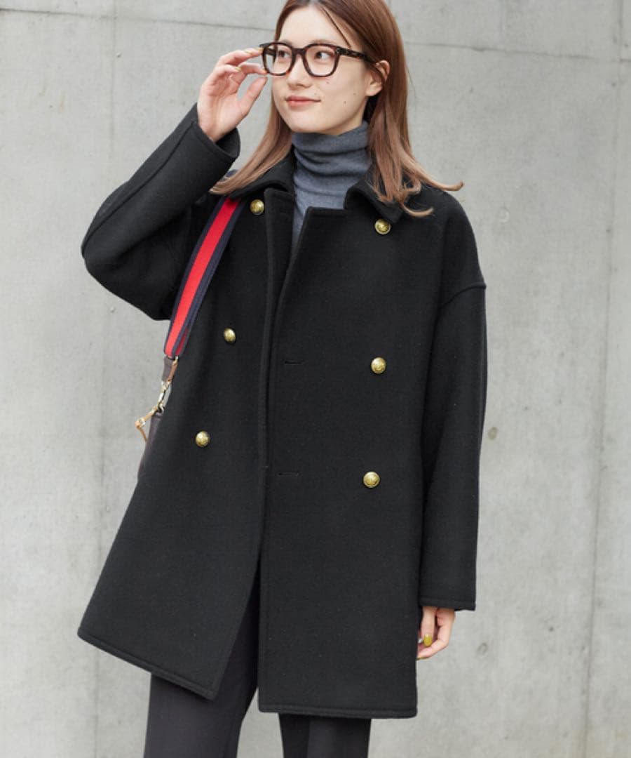 FRAMeWORK フレームワーク　Super 100ダブルクロスPコート　黒