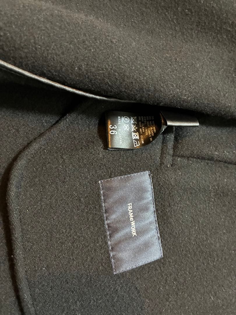 FRAMeWORK フレームワーク　Super 100ダブルクロスPコート　黒