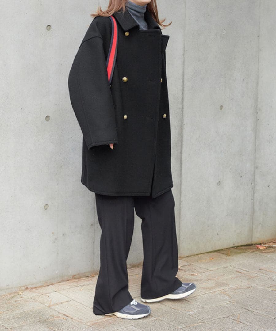 FRAMeWORK フレームワーク　Super 100ダブルクロスPコート　黒