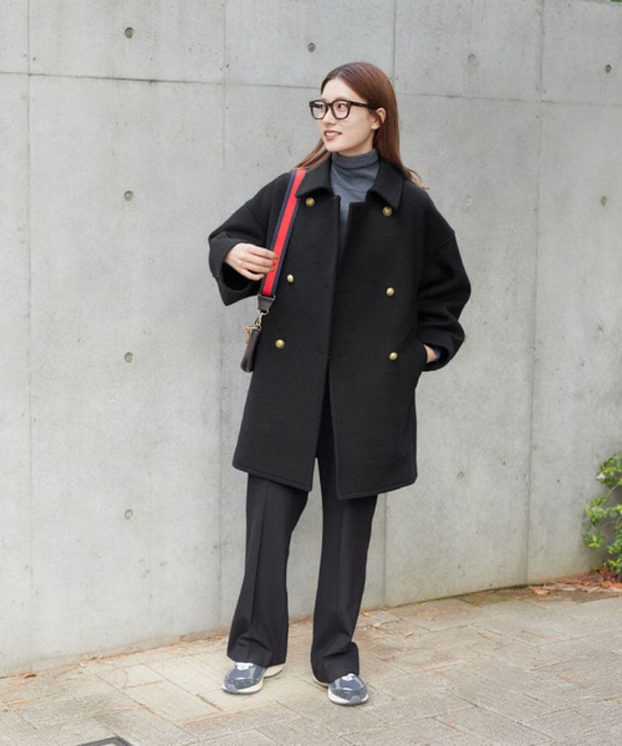 FRAMeWORK フレームワーク　Super 100ダブルクロスPコート　黒