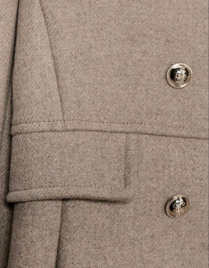 ZARA ウール混紡ショート丈ダブルブレストコート ライトミンク XS