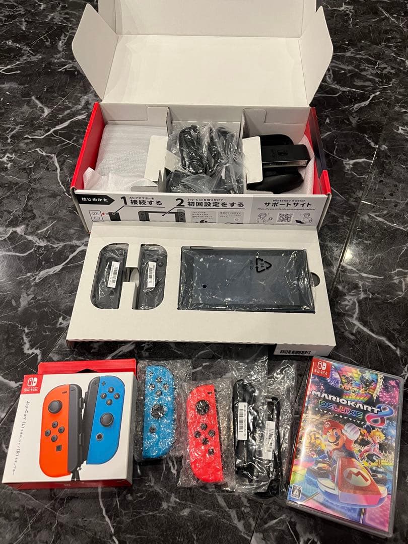 Switch本体グレー+マリオカート+ジョイコン+ジョイコングリップ