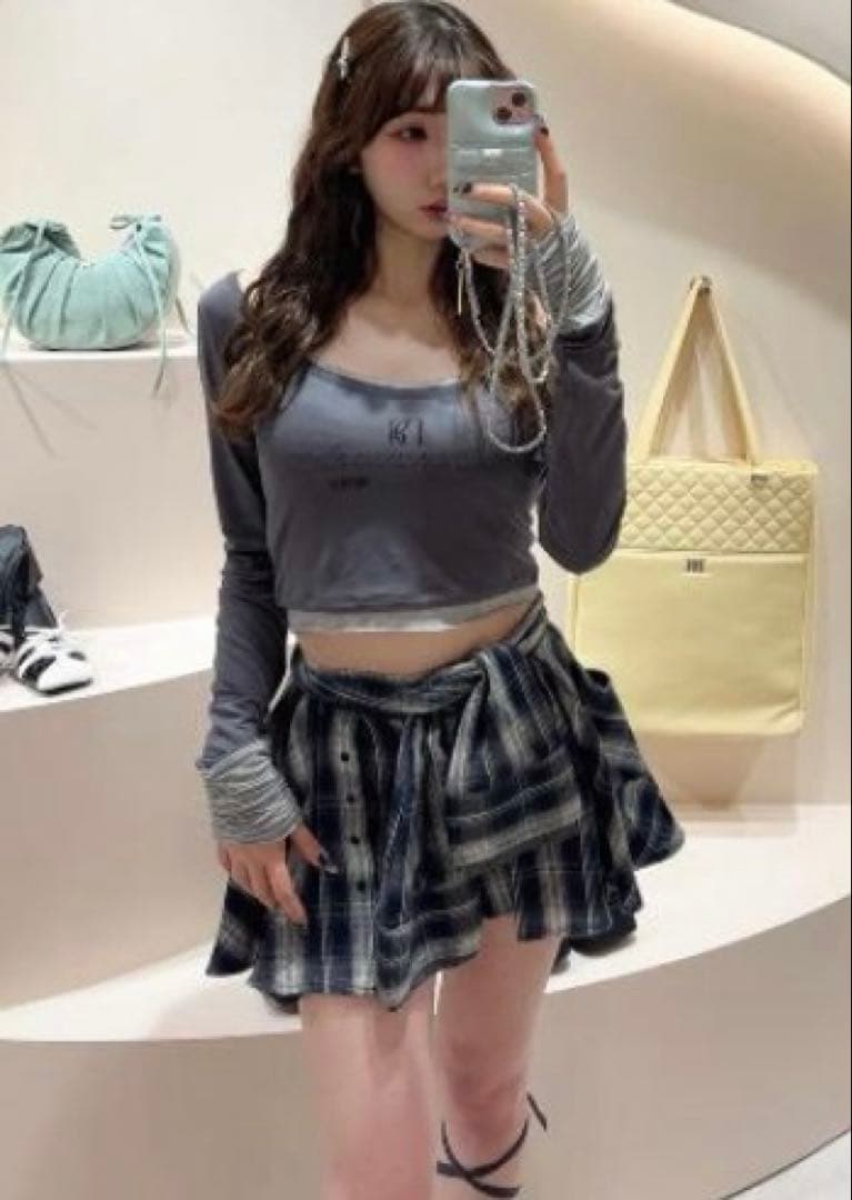 ダーリッチ darich レイヤードチェックショートパンツ ネイビー FL