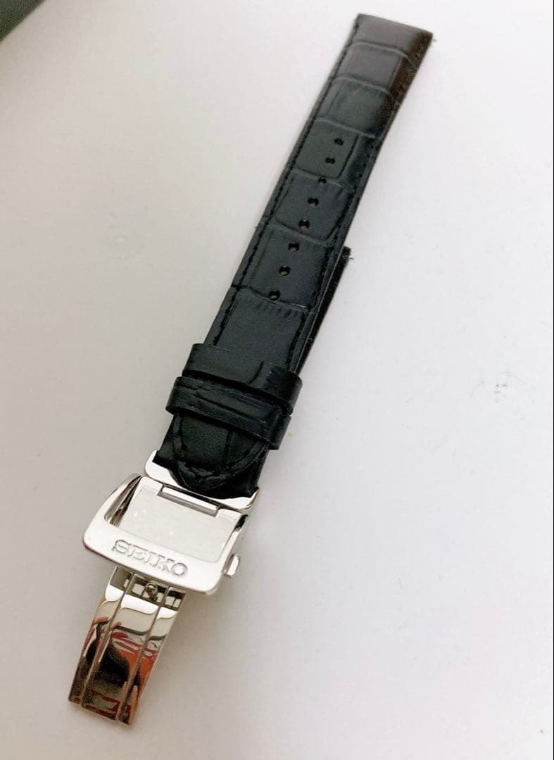 【正規品】SEIKOタイムラボ Dバックルベルト黒 ワニタケフ型押【新品未使用】