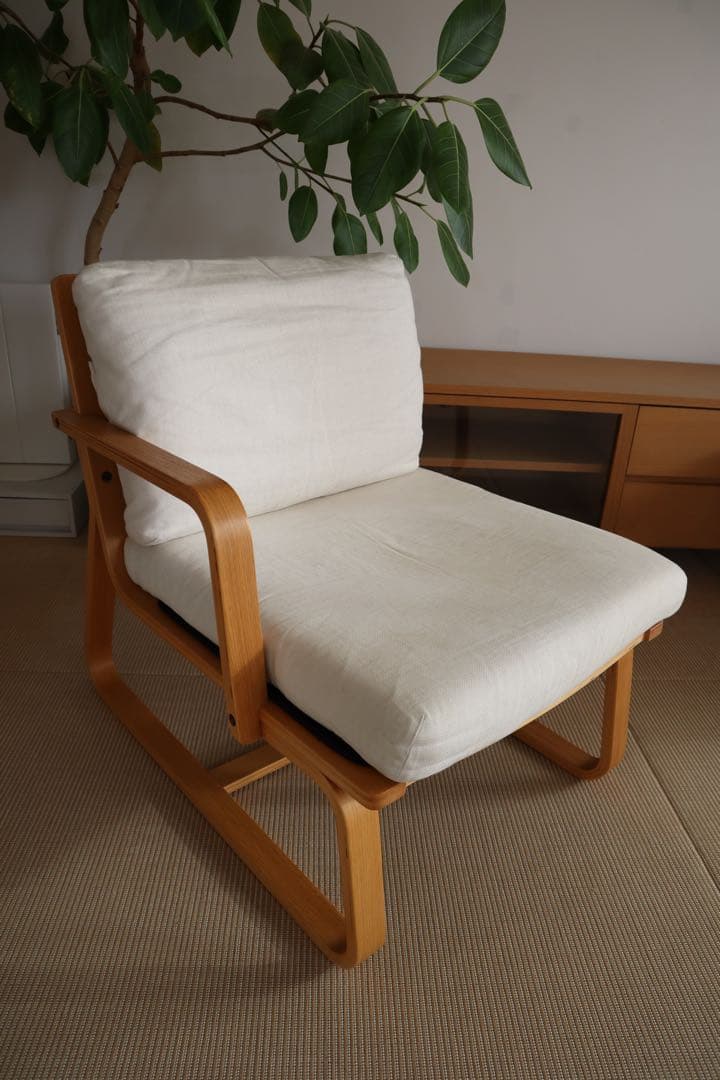 無印良品 リビングでもダイニングでも使えるソファチェア2シーター　※アーム右