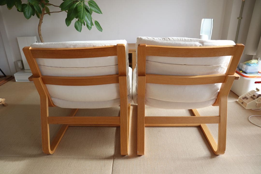 無印良品 リビングでもダイニングでも使えるソファチェア2シーター　※アーム右