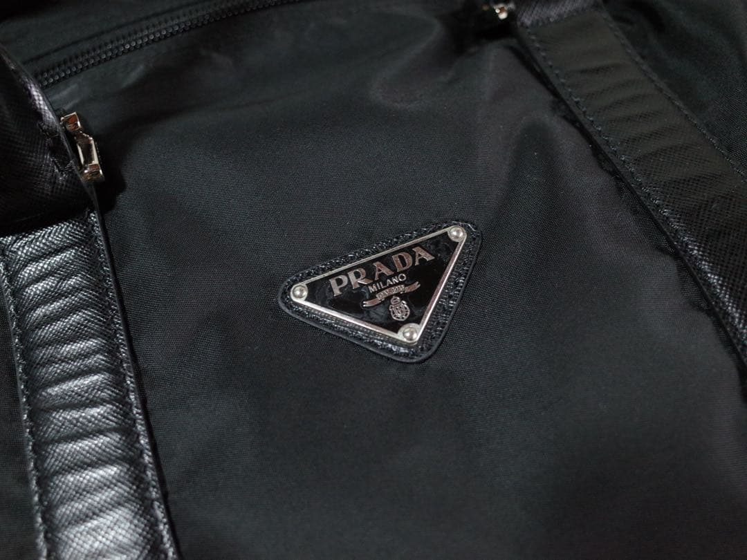 PRADA プラダ　ボストンバッグ トート　三角ロゴプレート　黒　付属品セット