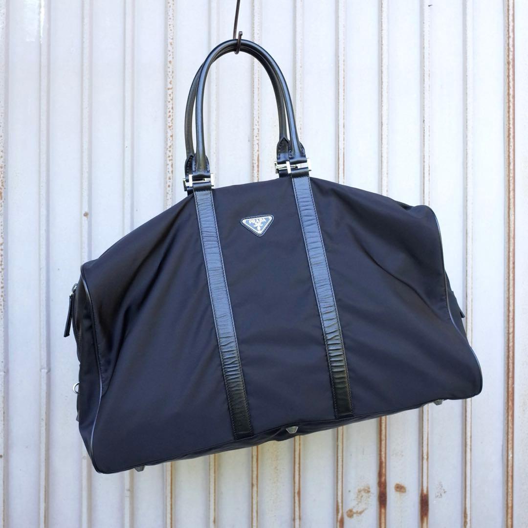 PRADA プラダ　ボストンバッグ トート　三角ロゴプレート　黒　付属品セット