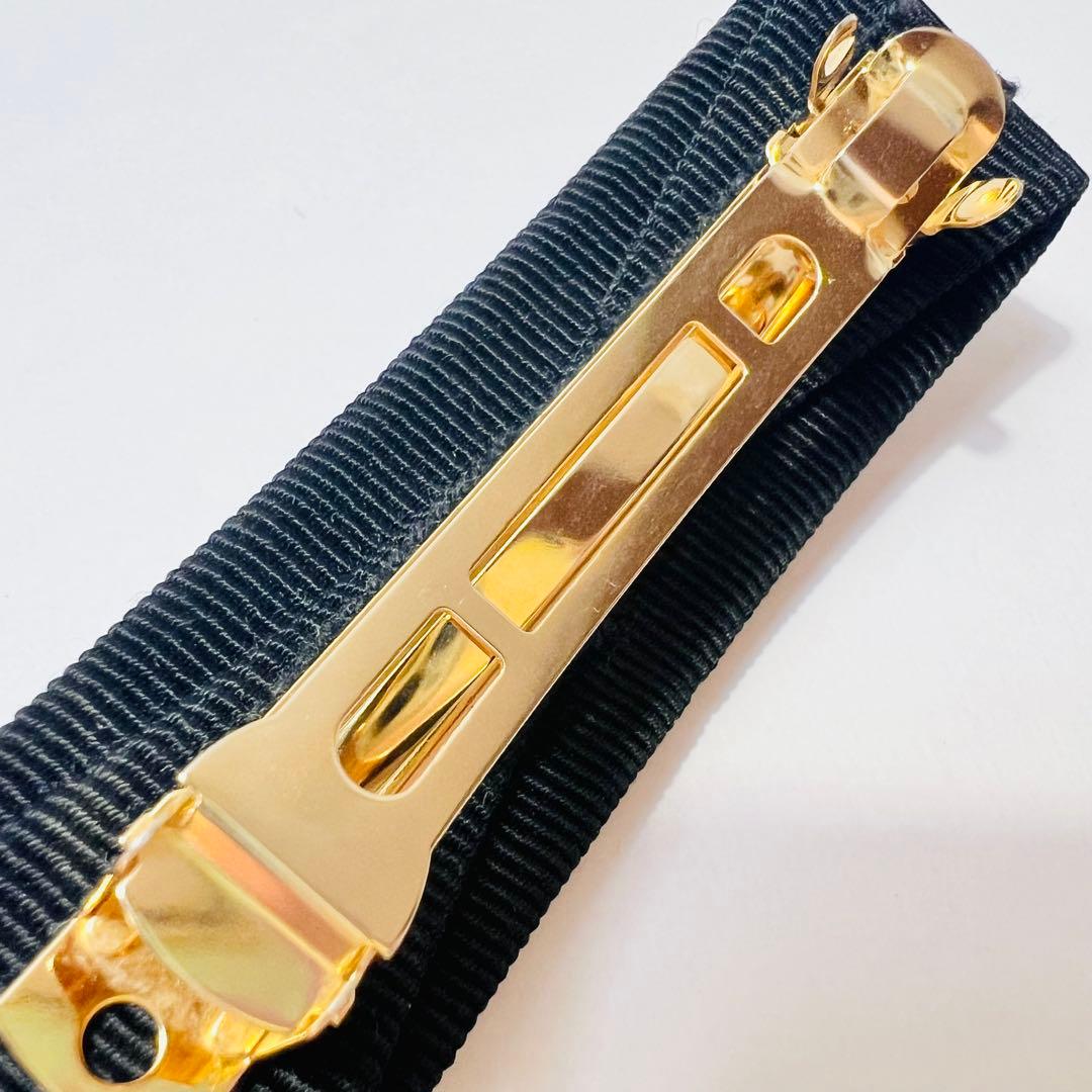 フェラガモ　バレッタ　ブラック×ゴールド　ガンチーニ