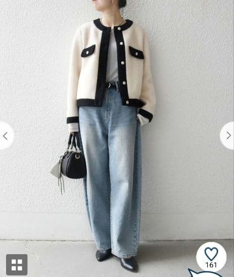 SHIPS any バイカラー クルーネック カーディガン ジャケット