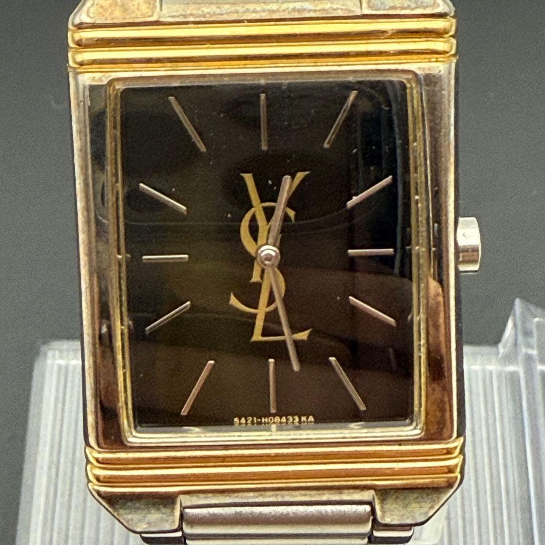 イヴサンローラン✨YSL クォーツ 腕時計 コンビカラー クォーツ スクエア