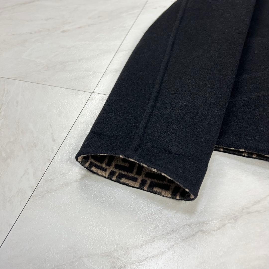 極美品 フェンディ ダブルフェイス ショートコート ウール ズッカ 黒 40