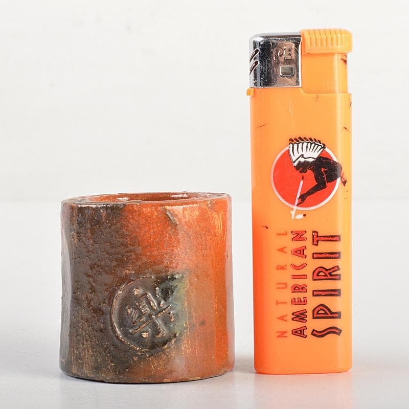 茶道具　楽吉左衛門　九代了入作　赤輪蓋置　裏千家十四代淡々斎極め箱　CR7434