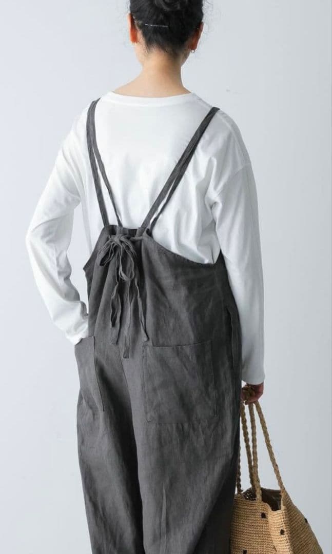 かぐれ　リネンサロペット　チャコール