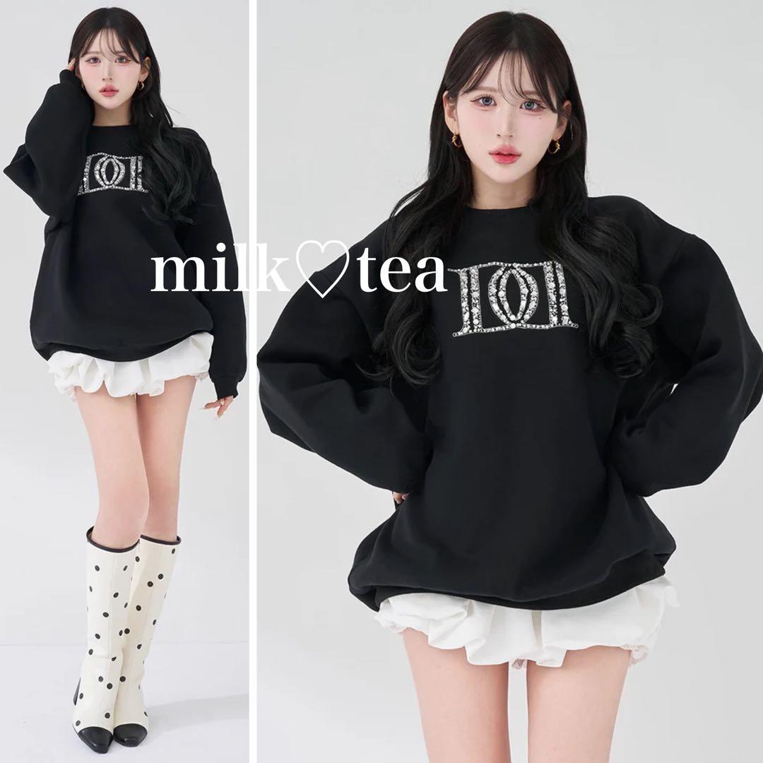 新品タグ付き ダーリッチ DDロゴビジュースウェットプルオーバー ブラック