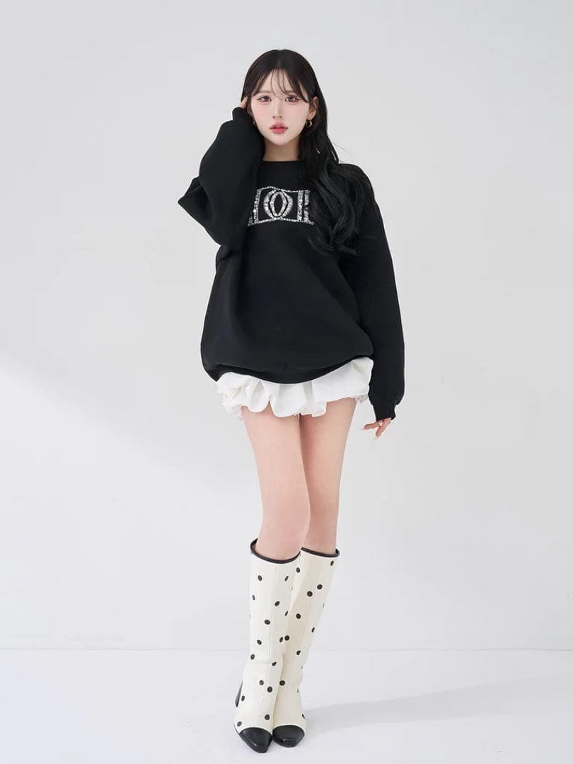 新品タグ付き ダーリッチ DDロゴビジュースウェットプルオーバー ブラック