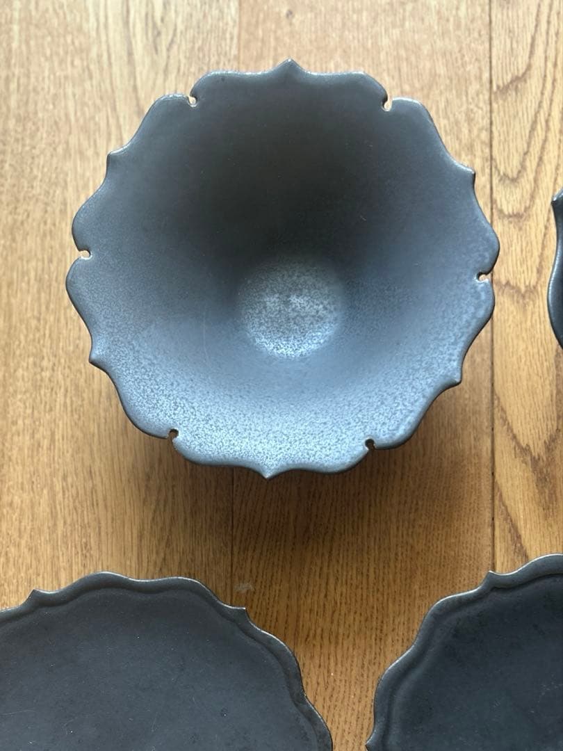 木下和美さん 陶器　黒い器2点セット　大皿1枚・中鉢1個