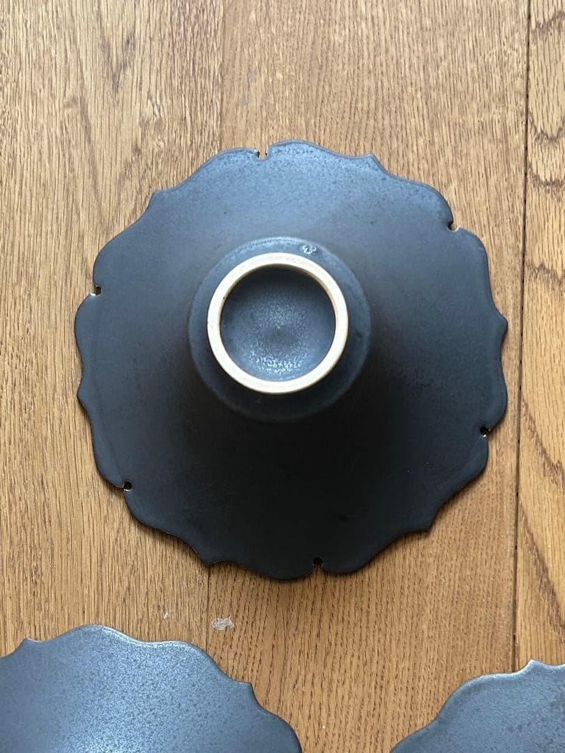 木下和美さん 陶器　黒い器2点セット　大皿1枚・中鉢1個
