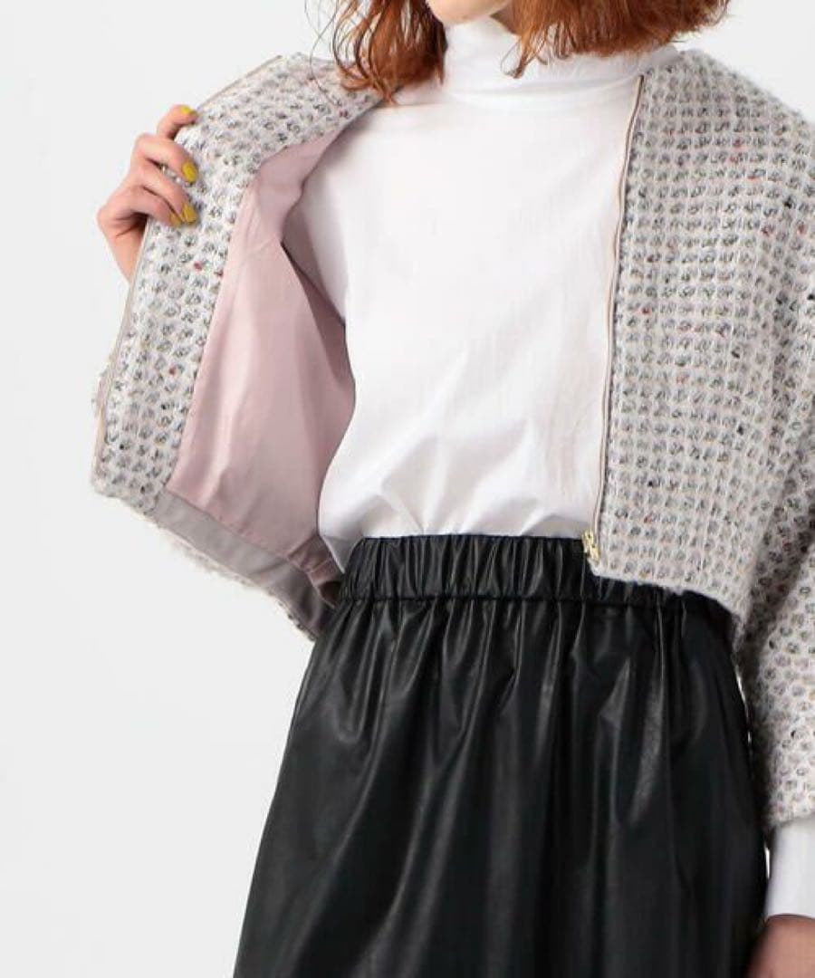 TOMORROWLAND ワッフルファンシーツイード ジップアップブルゾン