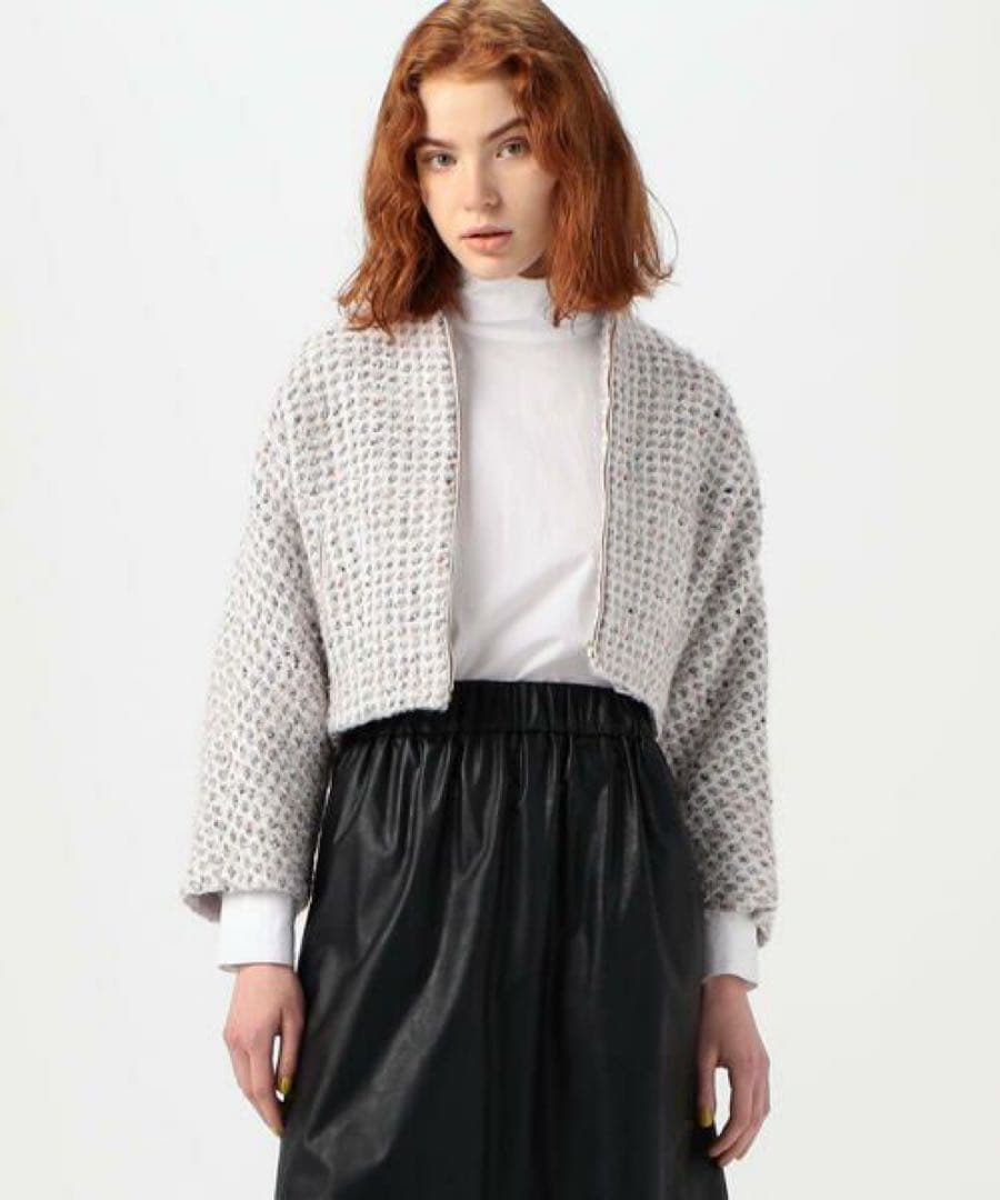 TOMORROWLAND ワッフルファンシーツイード ジップアップブルゾン