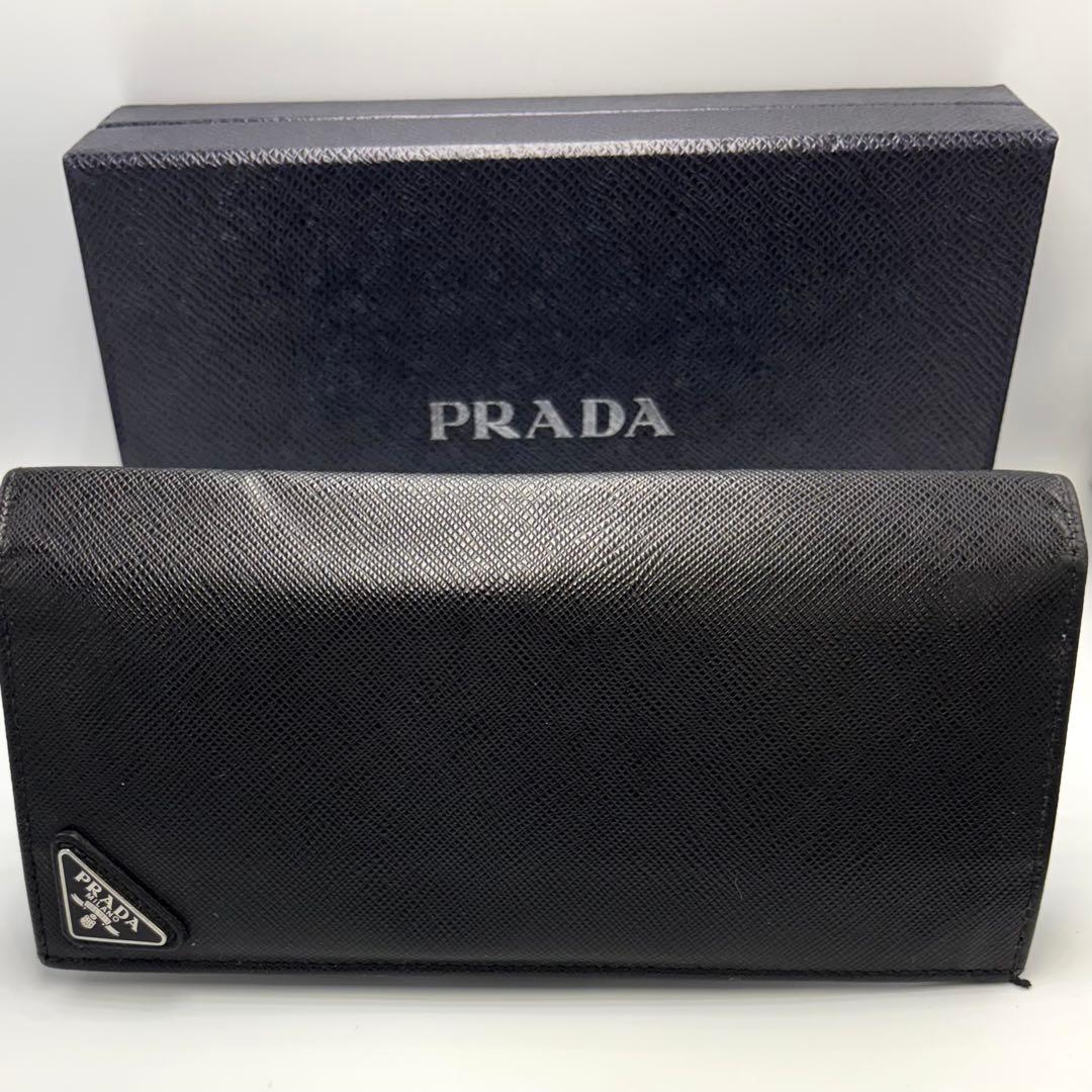 ああああ　　　　　PRADA プラダ サフィアーノレザー 長財布 ブラック