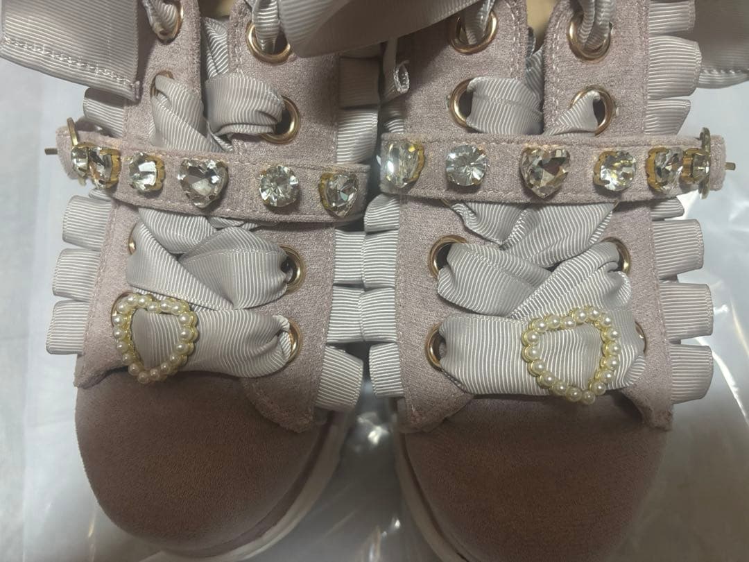 【LIZLISA】ビジューベルト厚底スニーカー ピンク