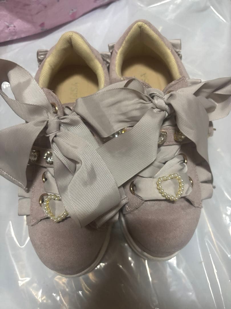 【LIZLISA】ビジューベルト厚底スニーカー ピンク