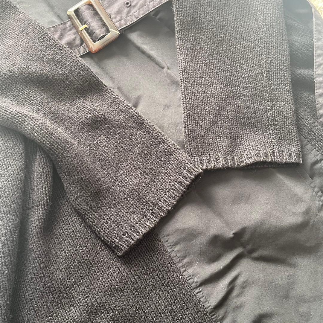 【美品】マックスマーラ ロングニットコート カシミヤ混 ベルト付き 異素材 M