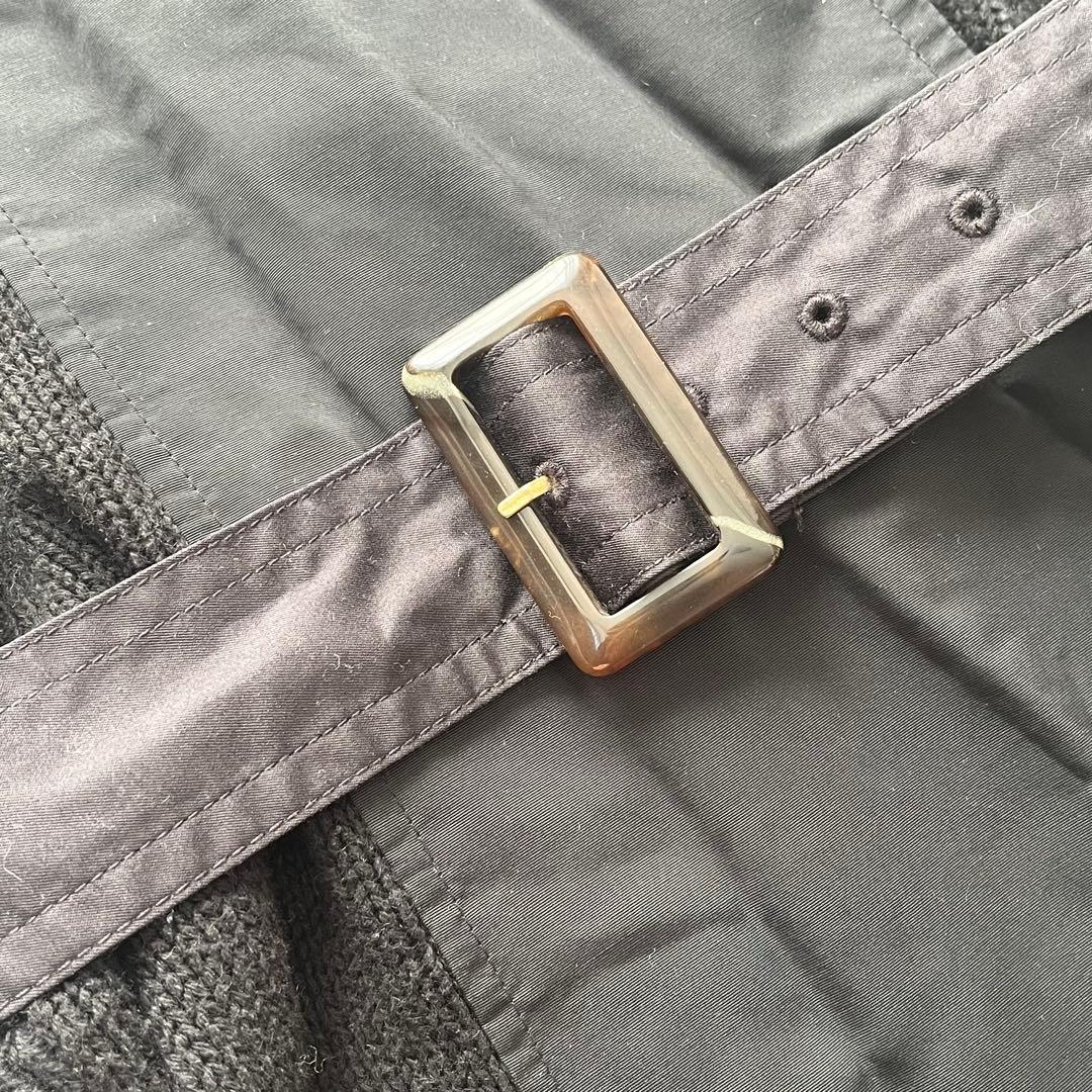 【美品】マックスマーラ ロングニットコート カシミヤ混 ベルト付き 異素材 M