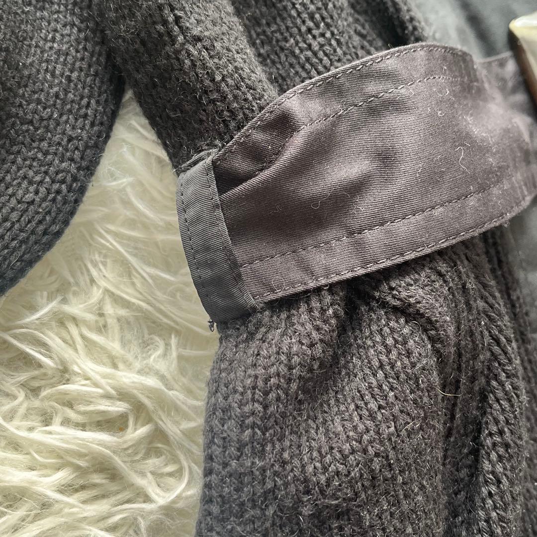 【美品】マックスマーラ ロングニットコート カシミヤ混 ベルト付き 異素材 M