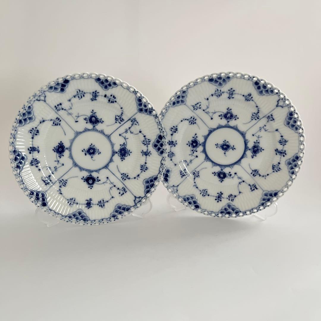 ロイヤルコペンハーゲン ブルーフルーテッド フルレース #1087プレート2枚②