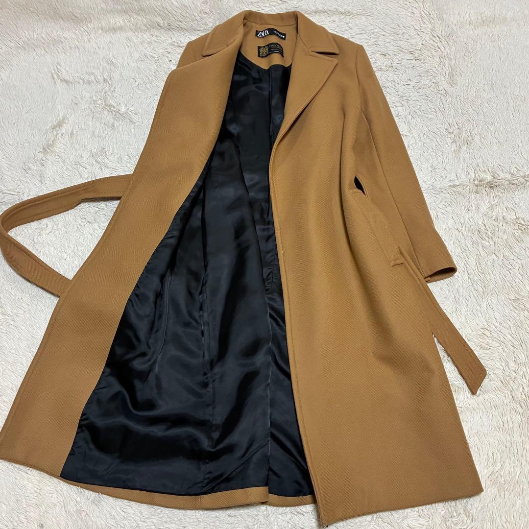 ZARA 美品 マンテコ ベルト キャメル ベージュ ロングコート