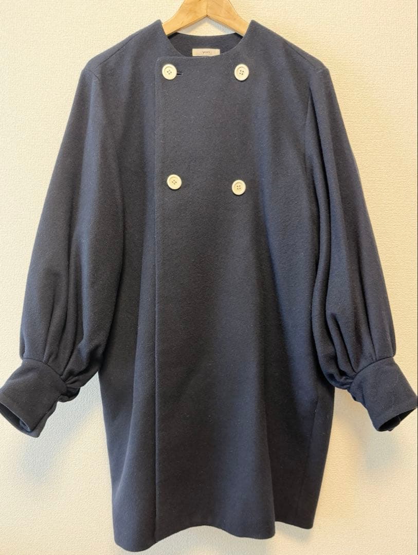 yori ダブルパフスリーブコート ネイビー