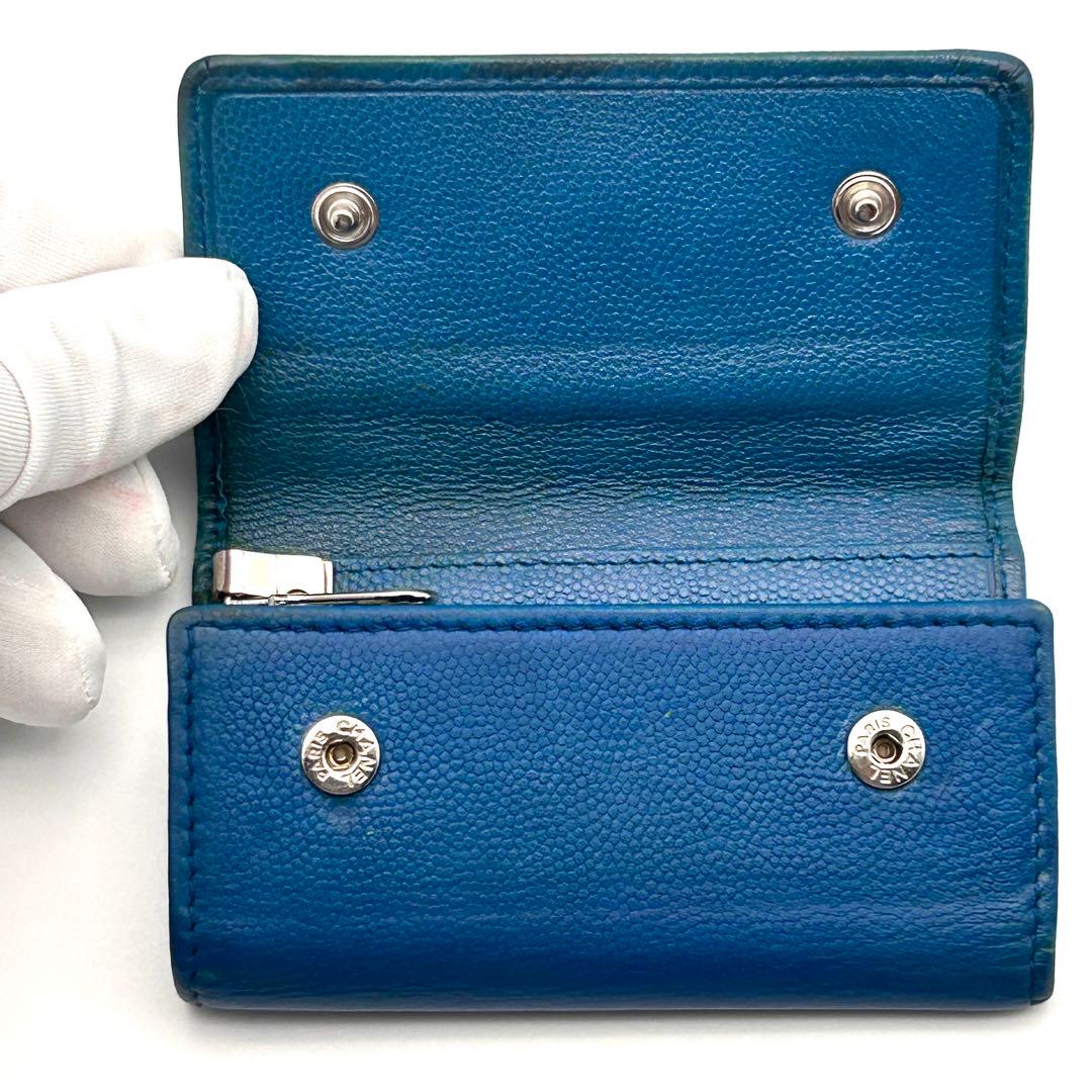 CHANEL シャネル キーケース レザー ブルー