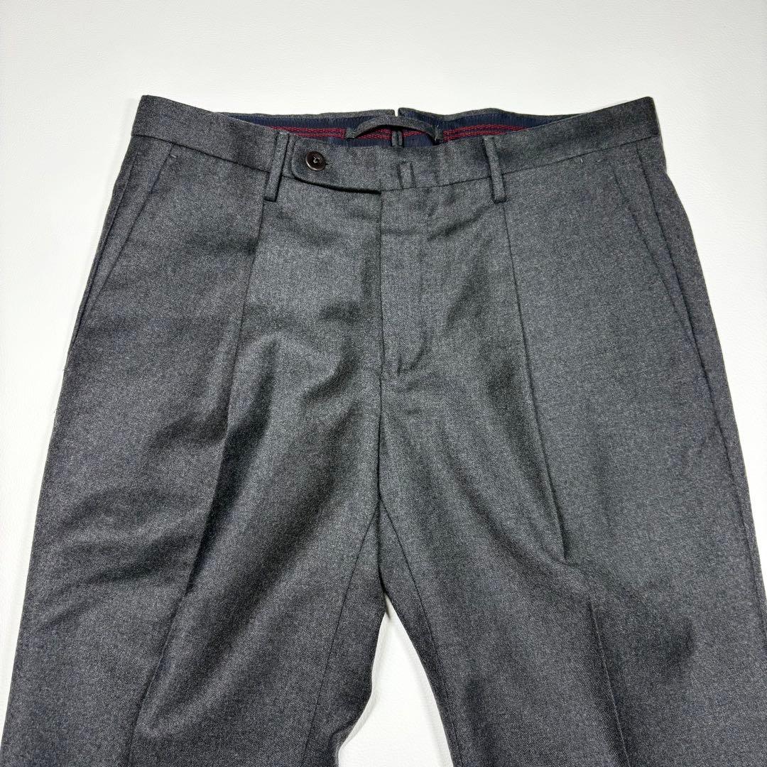 1T0031 INCOTEX ウールサキソニーソリッド テーパードパンツ 44