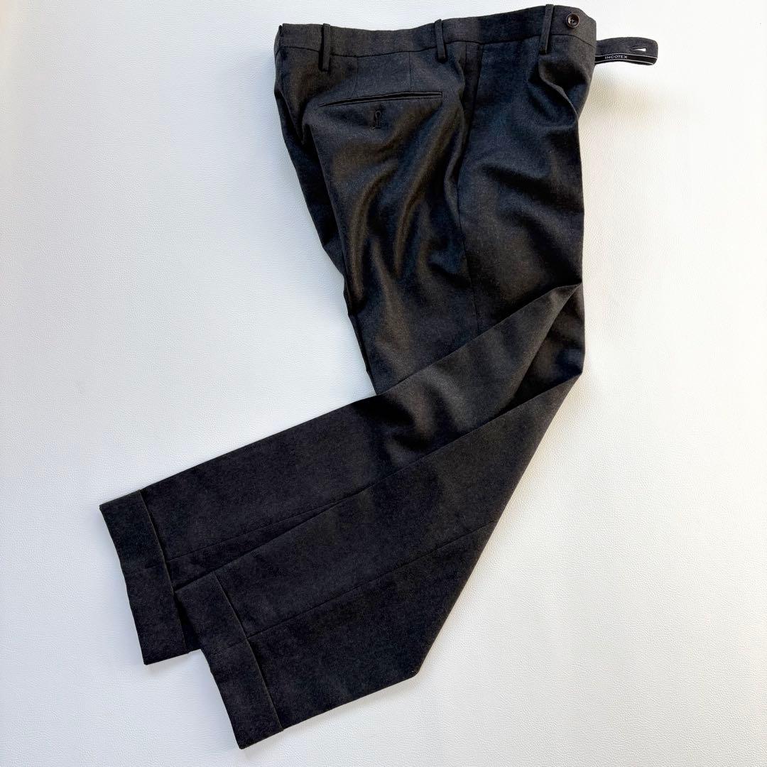 1T0031 INCOTEX ウールサキソニーソリッド テーパードパンツ 44
