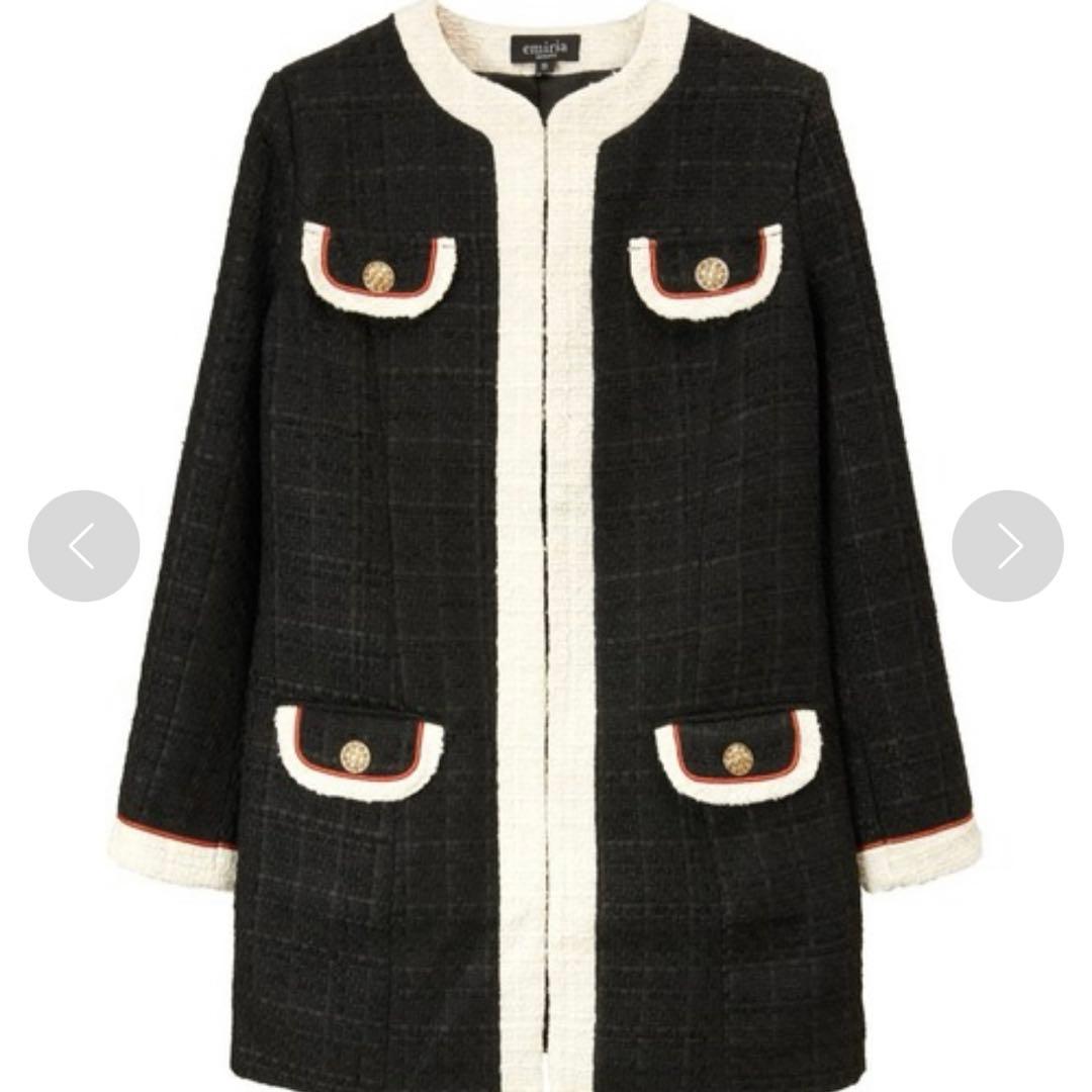 相沢えみり emiriawiz バイカラーツイードロングジャケット　M