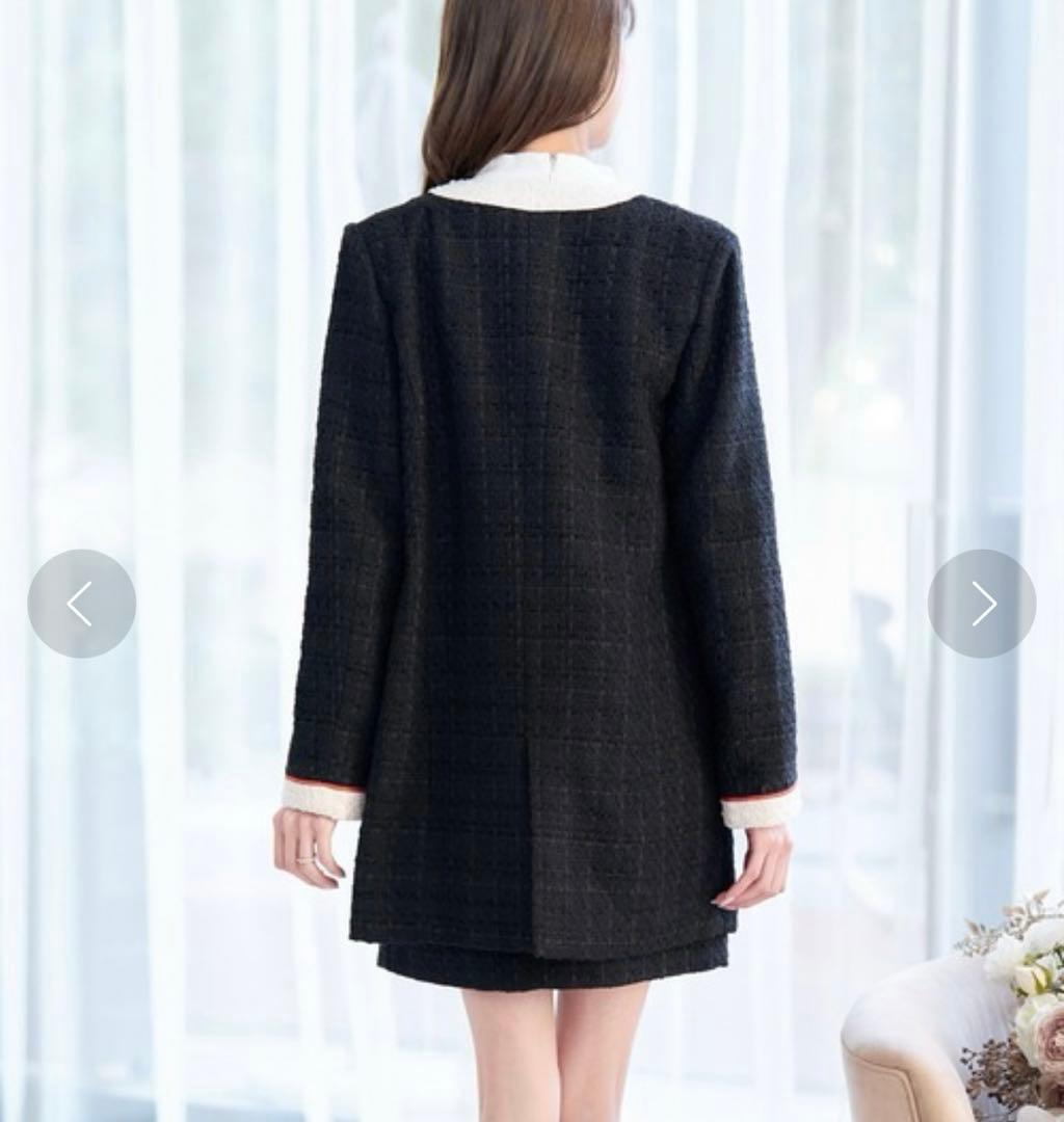 相沢えみり emiriawiz バイカラーツイードロングジャケット　M