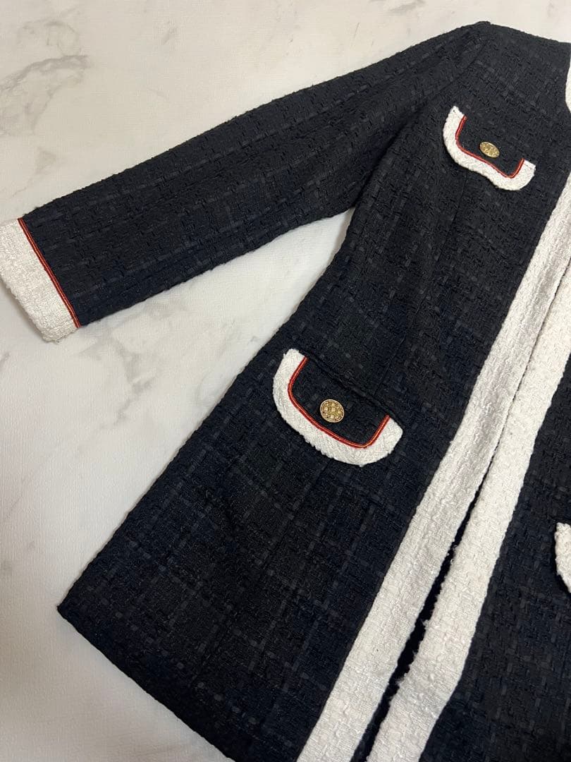 相沢えみり emiriawiz バイカラーツイードロングジャケット　M