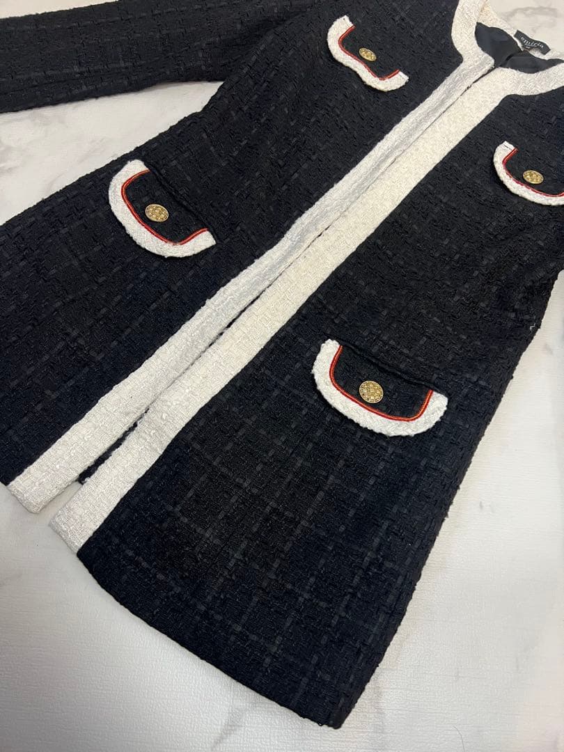 相沢えみり emiriawiz バイカラーツイードロングジャケット　M