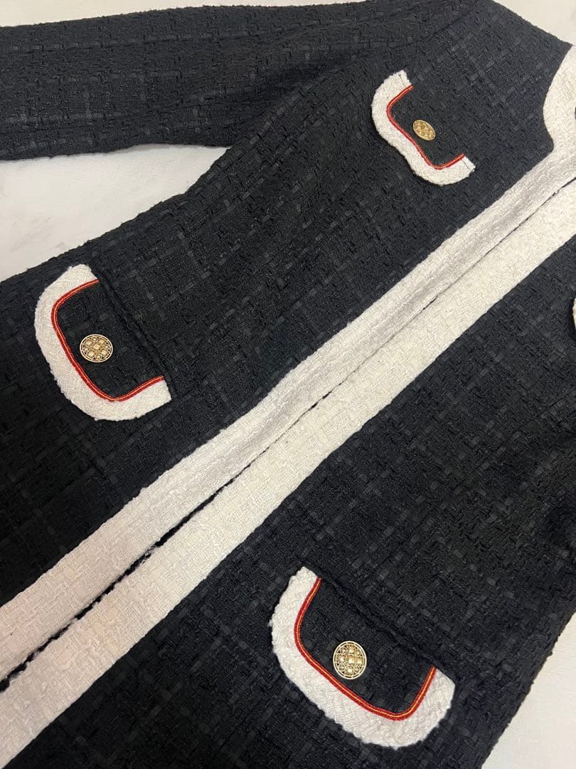 相沢えみり emiriawiz バイカラーツイードロングジャケット　M