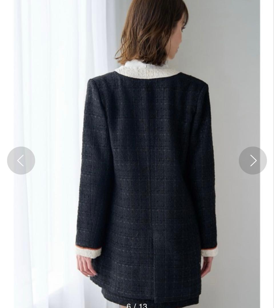 相沢えみり emiriawiz バイカラーツイードロングジャケット　M