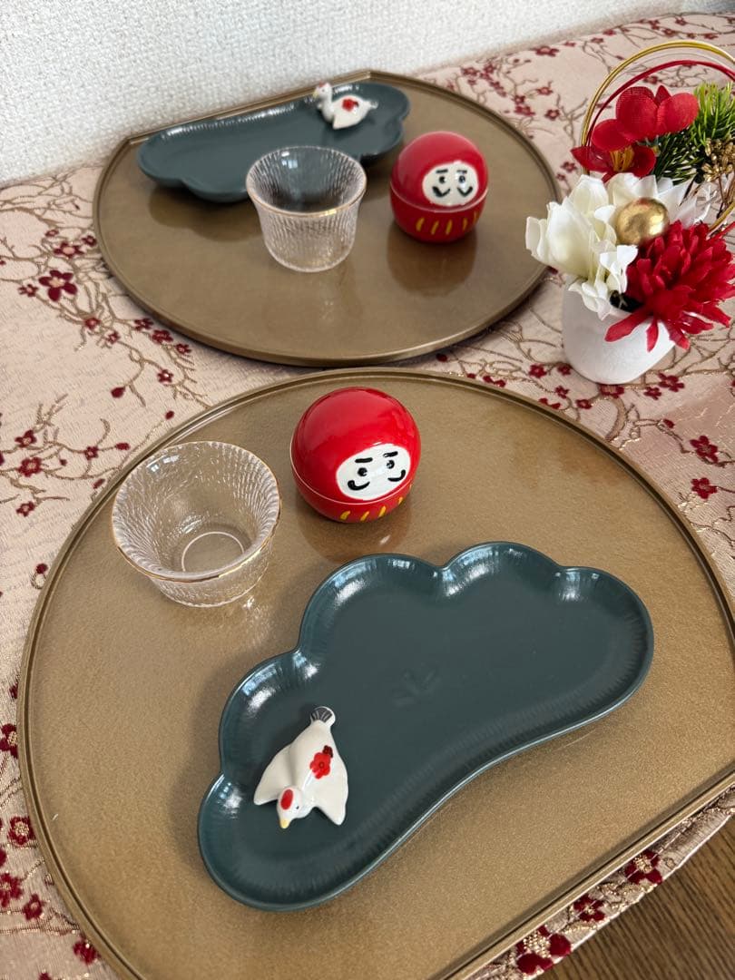 松皿と鶴だるまの5セット